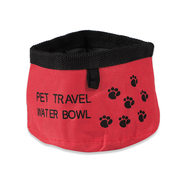 Red packable fabric travel water bowl