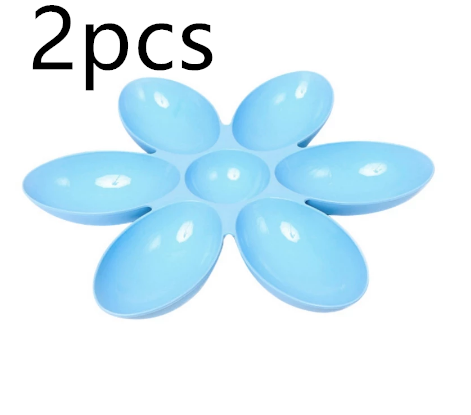 Blue flower kitten feeding plate, pack of 2