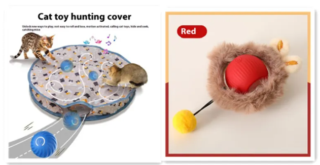 Cat toy ball color options Red Green Gray