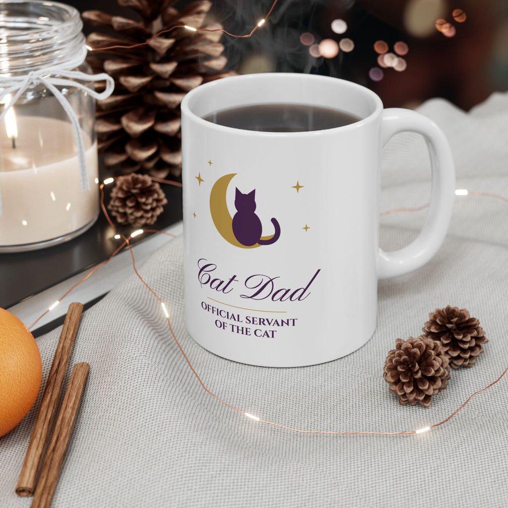 Cat Dad mug on a desk