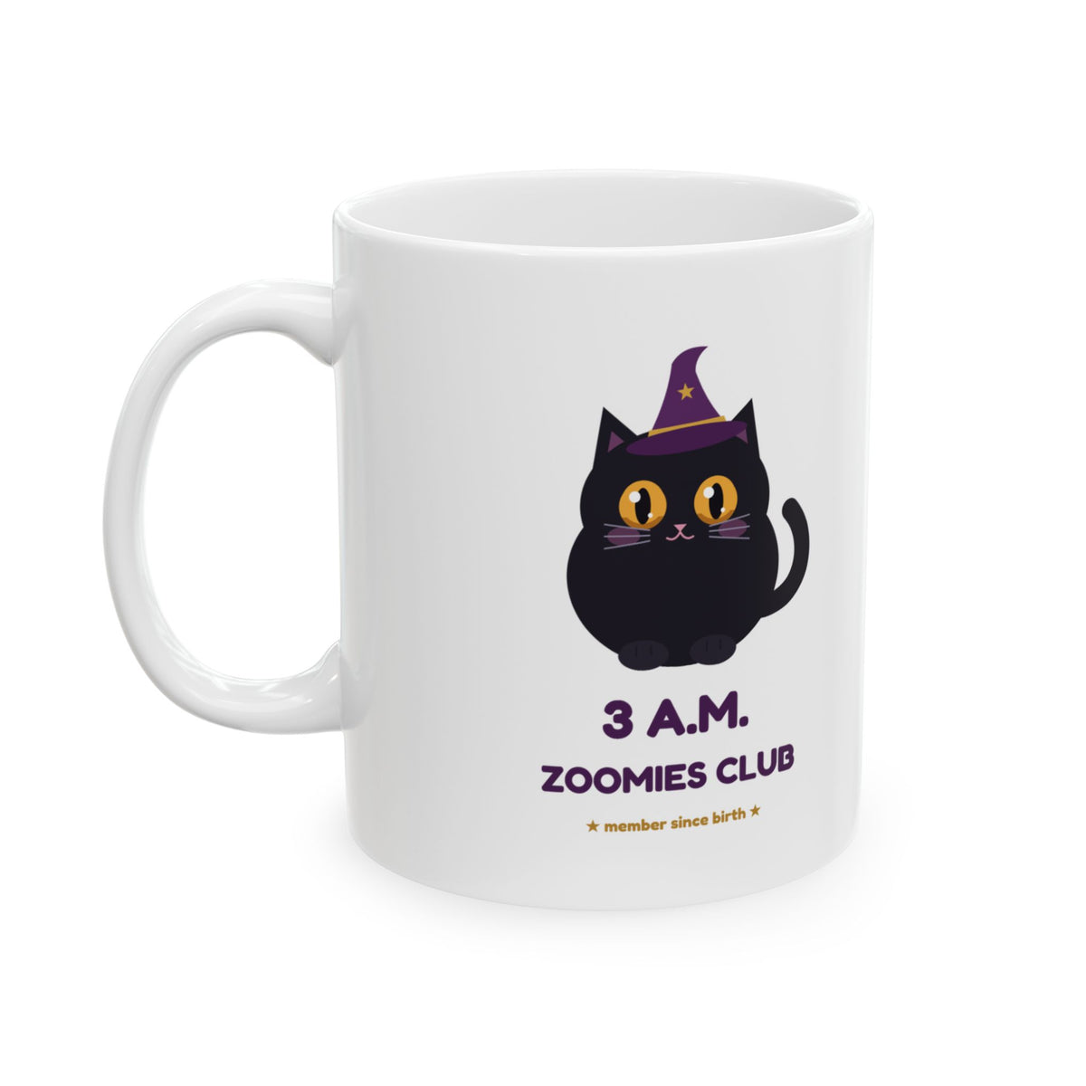 Hex Zoomies Club mug, side view