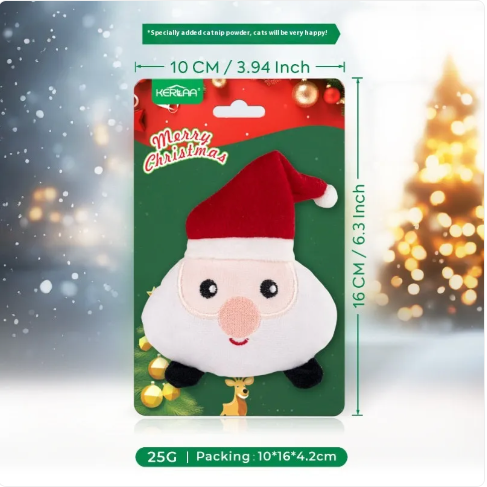 Santa plush catnip toy, 10 cm