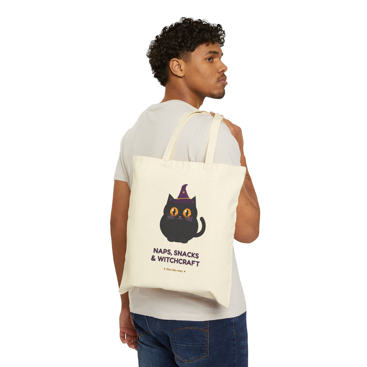 Hex tote bag carried on the shoulder
