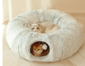 Plush Donut Cat Bed with Tunnel