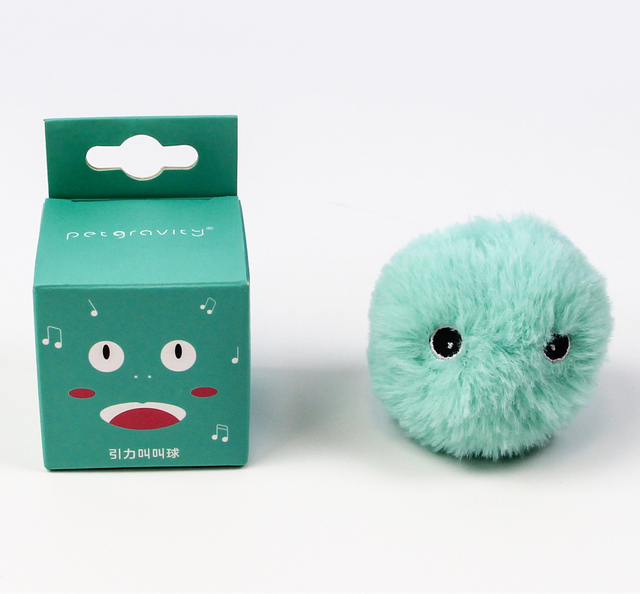 Green fluffy chirping cat ball with box