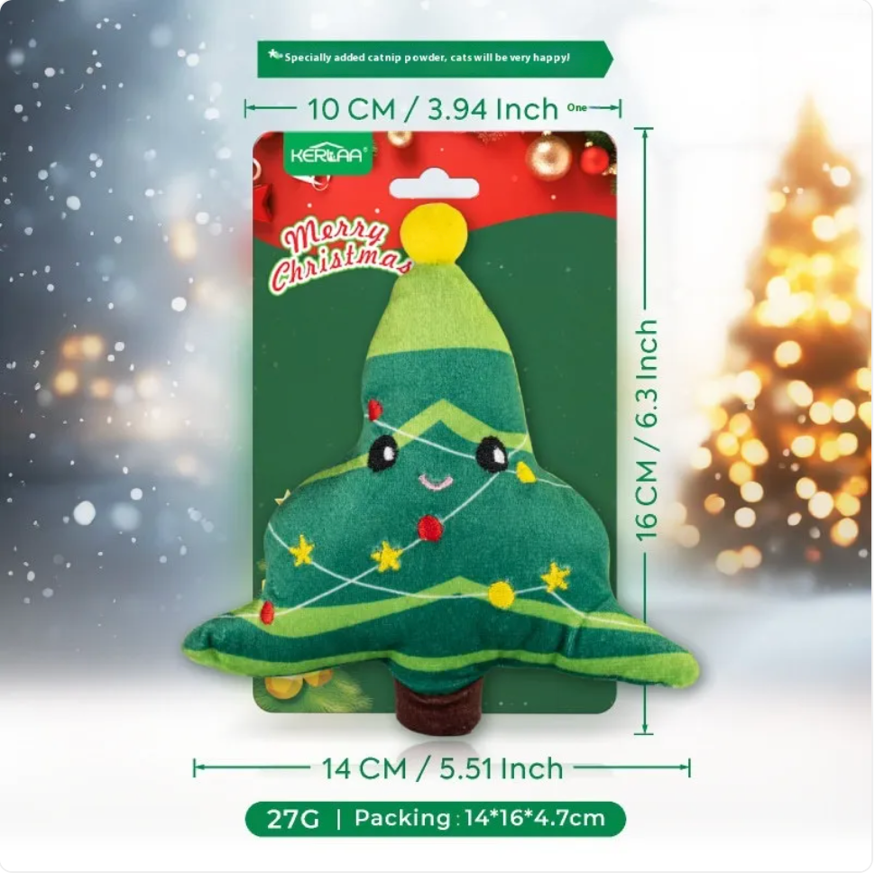 Christmas tree plush catnip toy, 14 cm