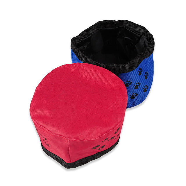 Red and blue fabric bowls, open and folded