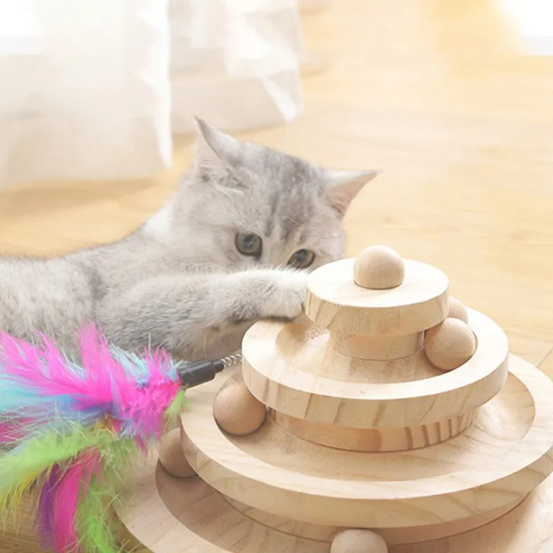 Wooden Cat Climbing Tower with Spinning Balls, photo 9