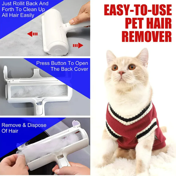 Rolling the hair remover back and forth and emptying the chamber