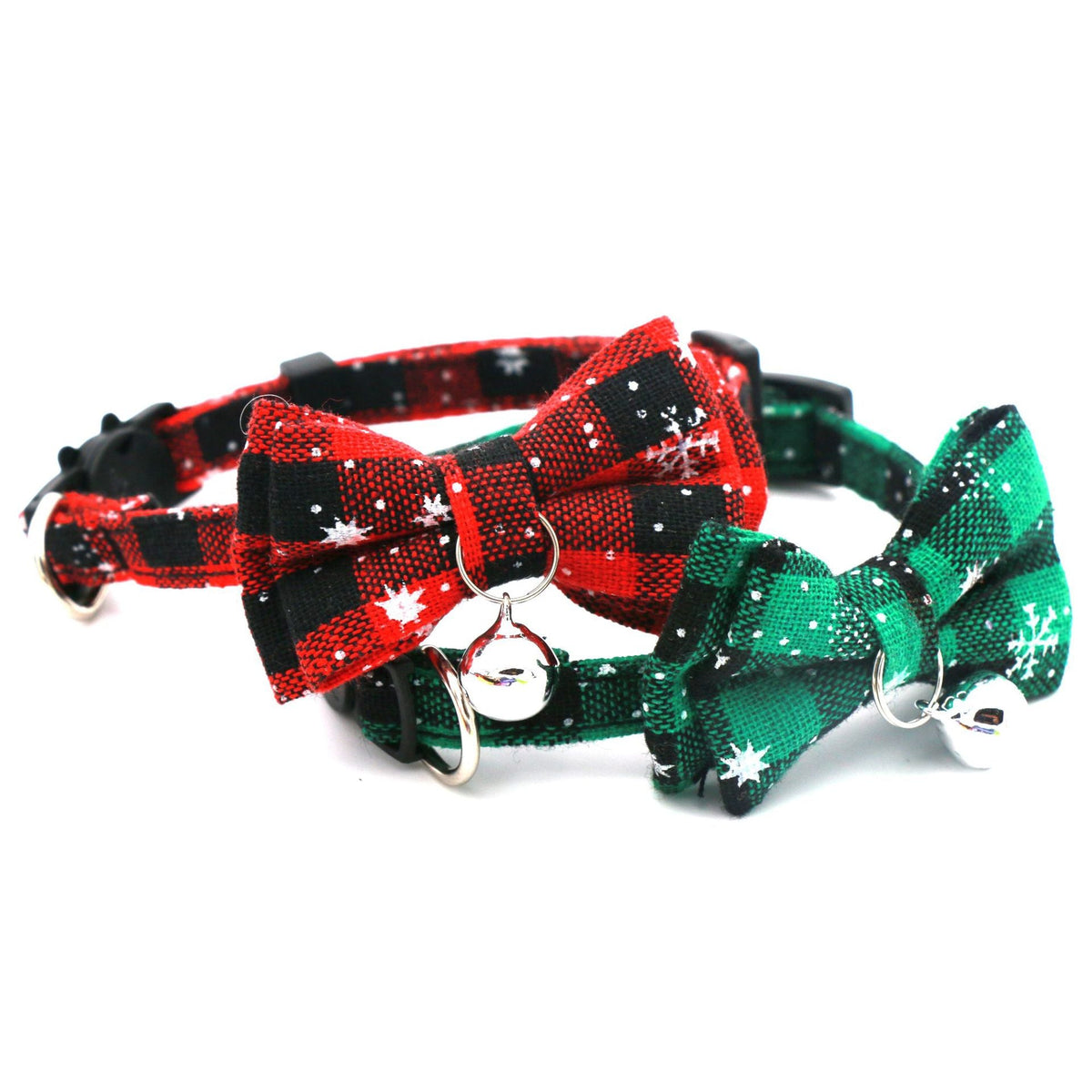 Christmas bow cat collars with bells