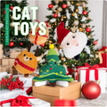 Christmas plush catnip cat toys under a Christmas tree