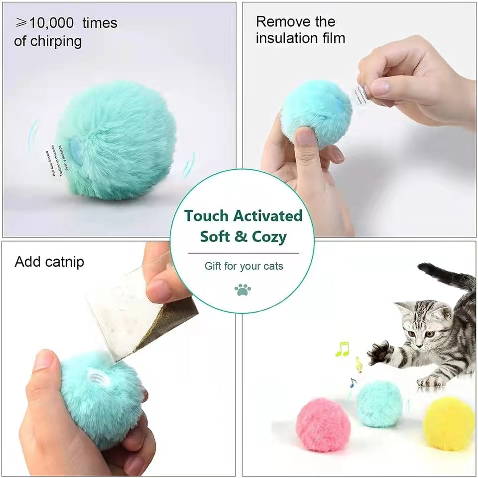 Touch-activated chirping ball features