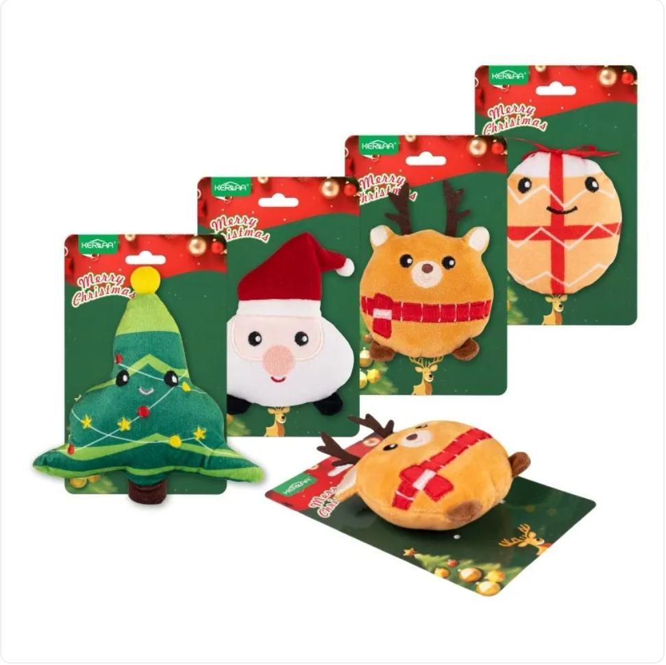 All four Christmas plush catnip toys