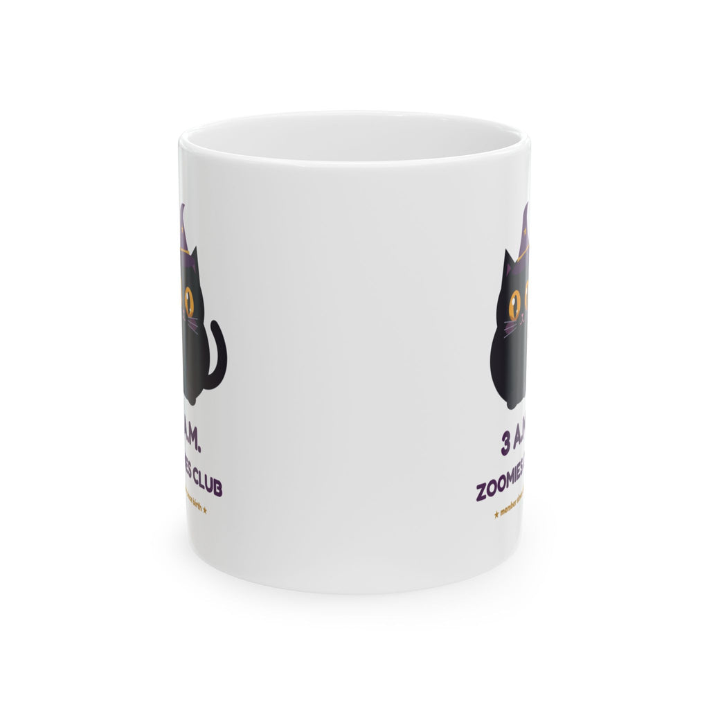 Hex 3 A.M. Zoomies Club mug with black witch cat