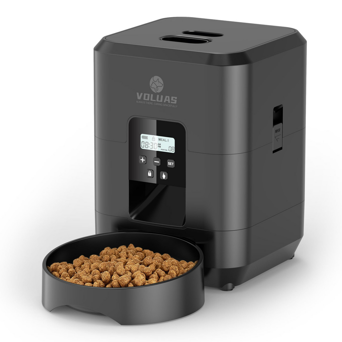 Automatic pet feeder button control panel