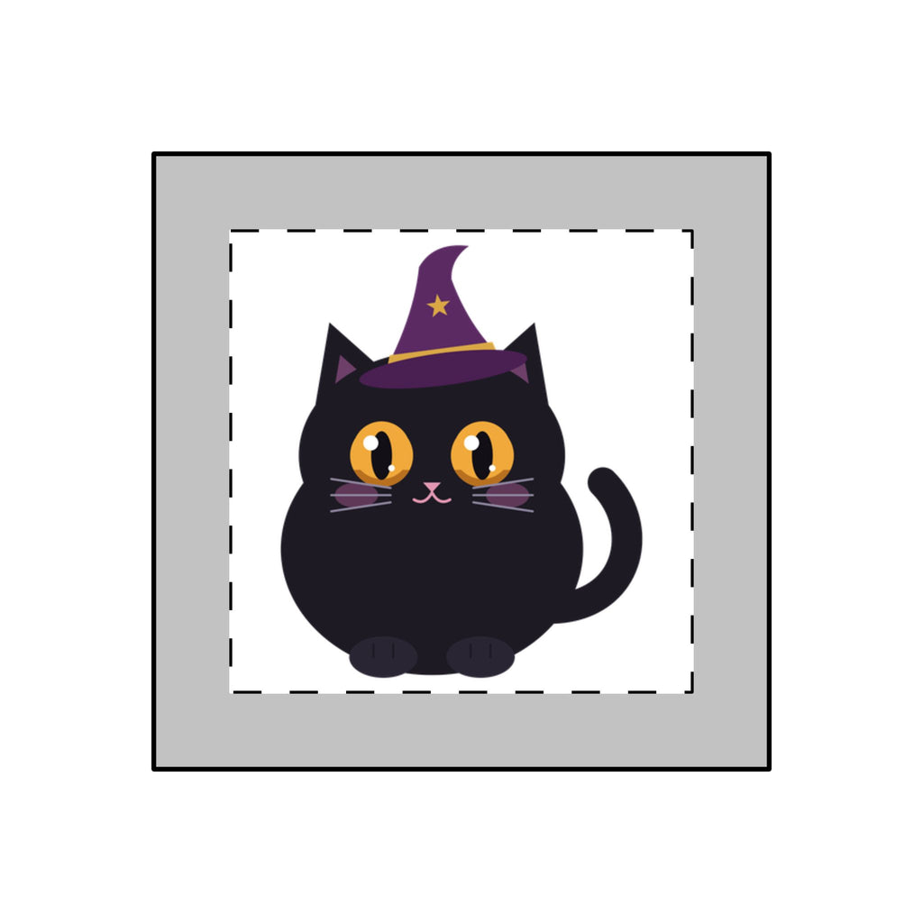 Hex acrylic keyring: black cat in a plum witch hat