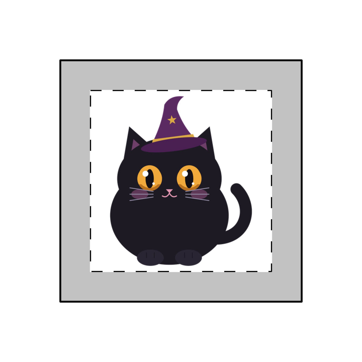 Hex acrylic keyring: black cat in a plum witch hat
