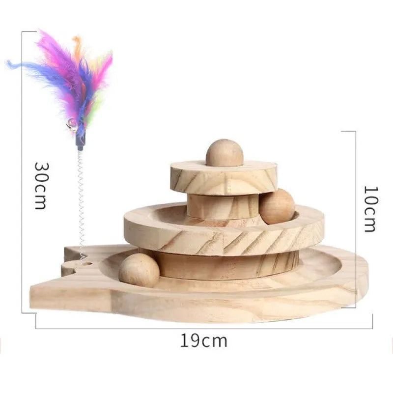 Wooden Cat Climbing Tower with Spinning Balls, photo 3