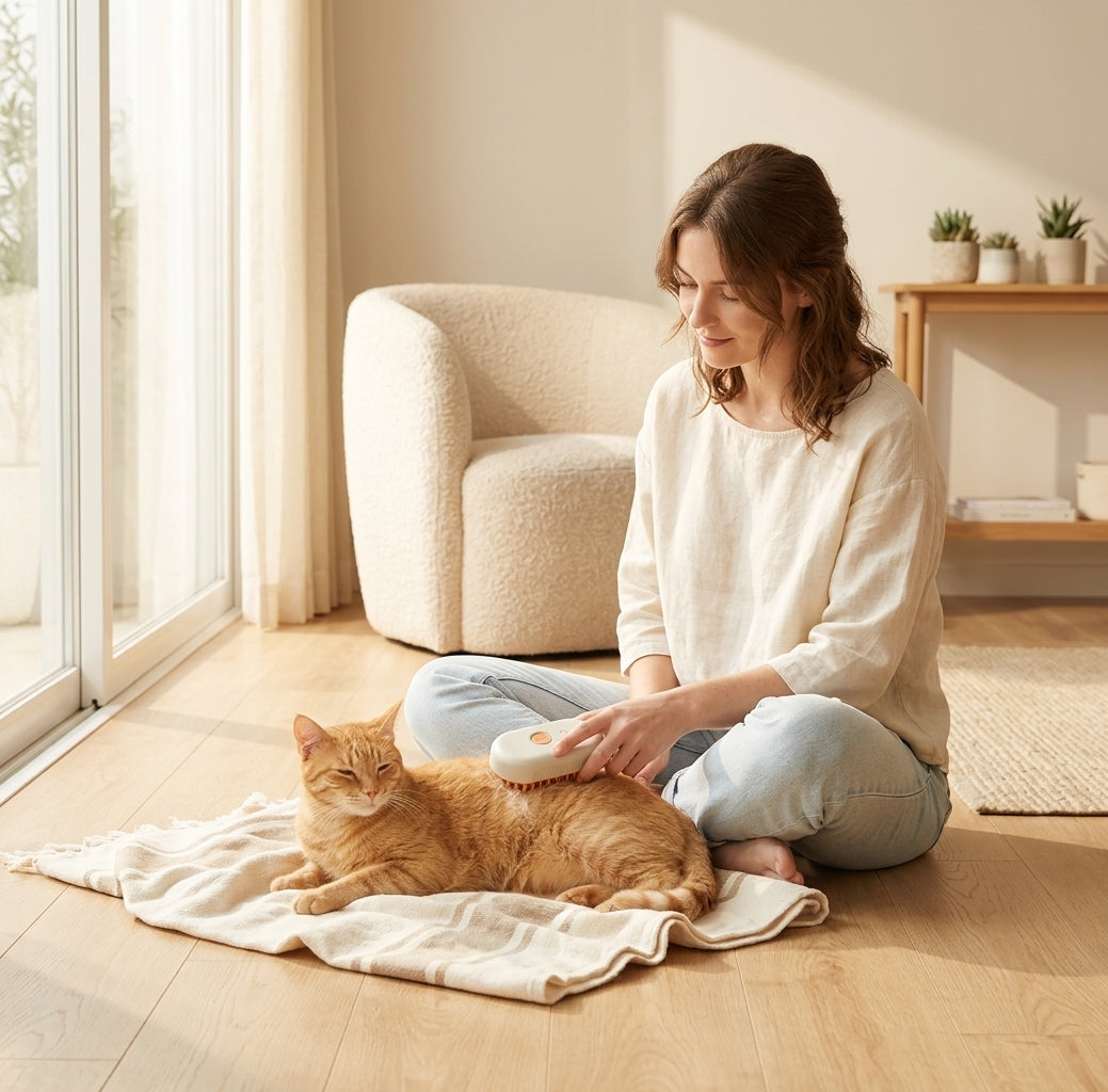 Pet groomer pro steam brush with spray for cats and dogs