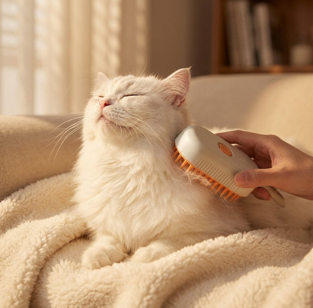 Steam grooming brush detangling pet hair