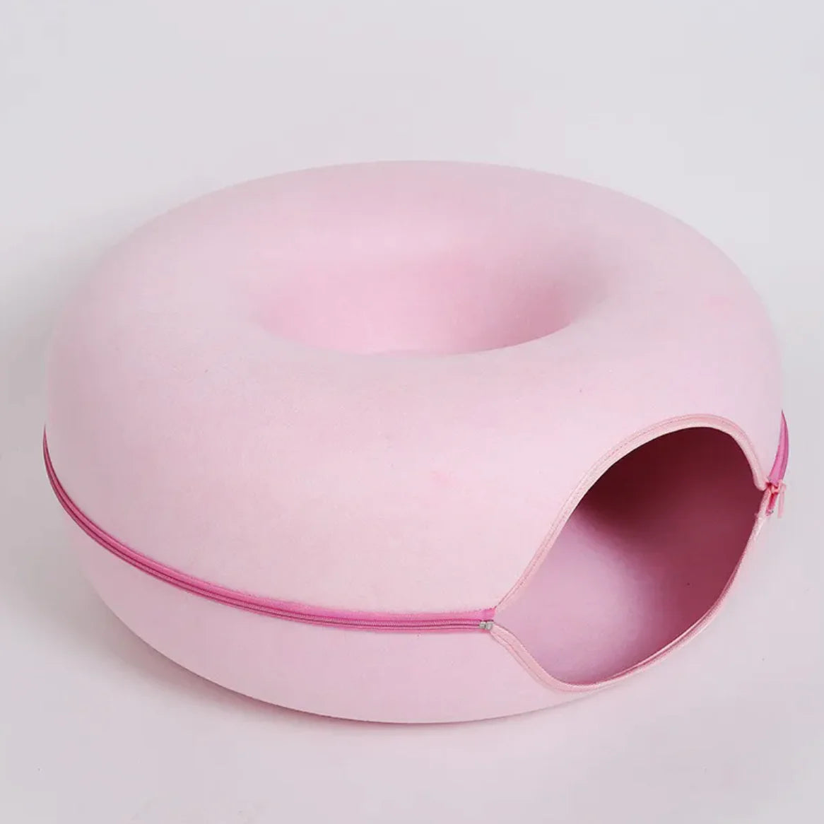 Pink felt cat tunnel bed