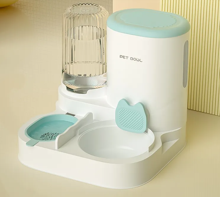 2-in-1 cat feeder and water dispenser in blue