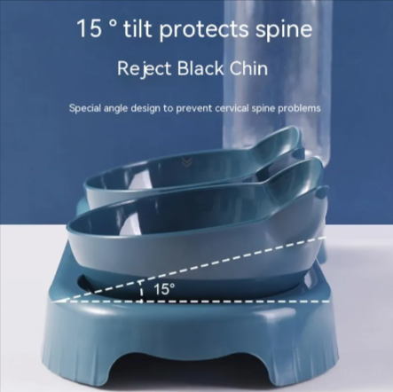 15-degree tilted cat bowls for comfortable eating