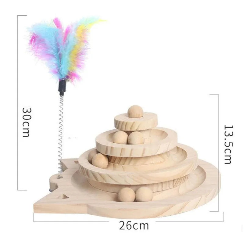 Wooden Cat Climbing Tower with Spinning Balls, photo 2