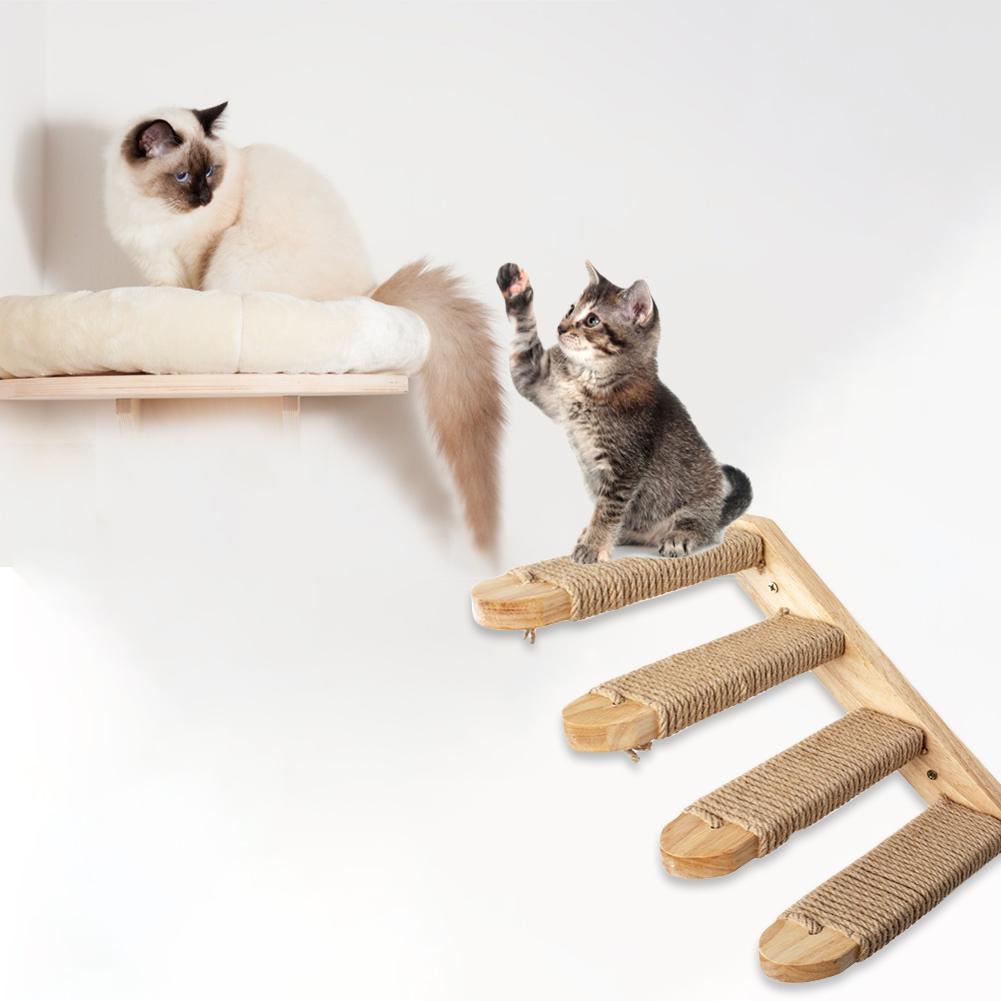 Solid Wood Cat Wall Stairs with Sisal Steps, photo 8