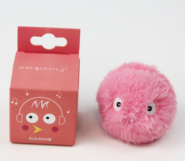 Pink fluffy chirping cat ball with box