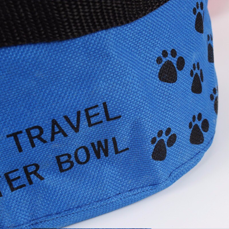 Close-up of the Oxford fabric travel bowl