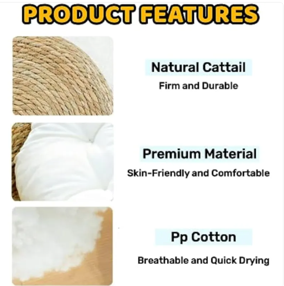 Cattail weave, soft cushion and PP cotton filling