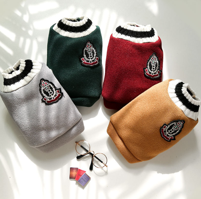 Cozy knit cat sweater vests in khaki, grey, dark green and wine red