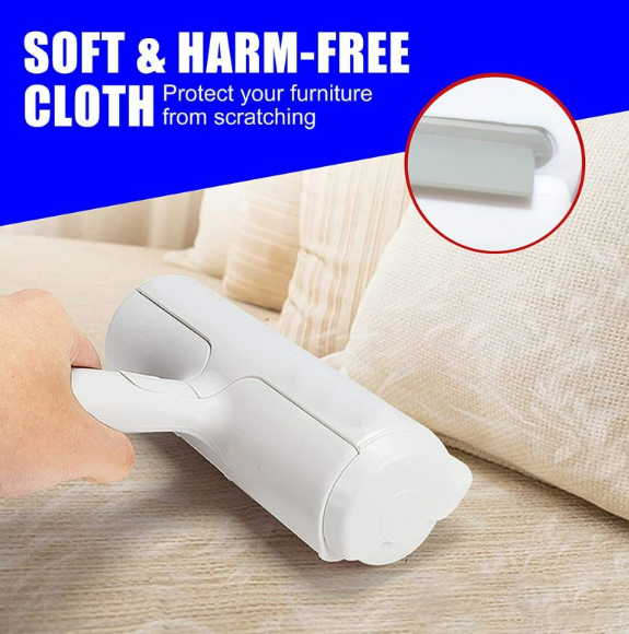 Using the hair remover roller on a sofa