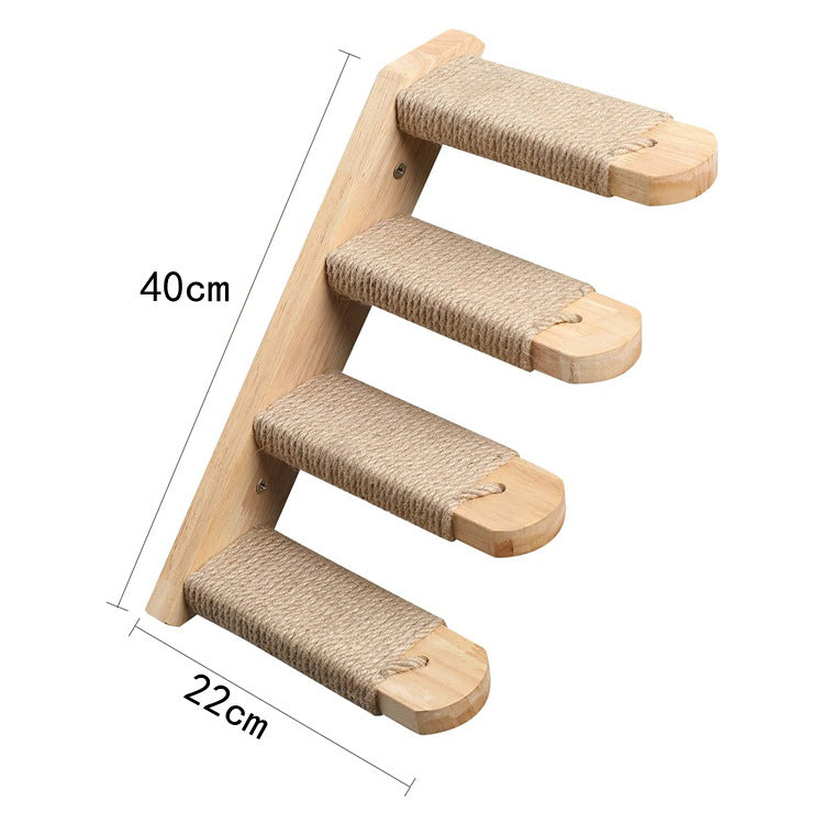 Solid Wood Cat Wall Stairs with Sisal Steps, photo 7