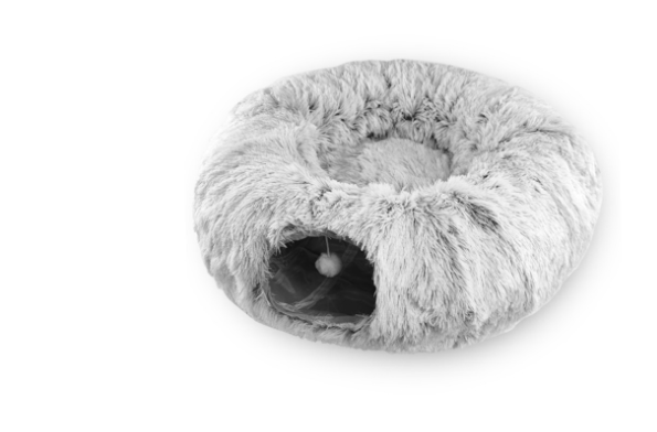 Plush Donut Cat Bed with Tunnel