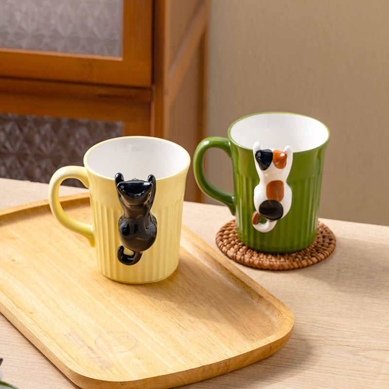 Peeking Cat Ceramic Mug