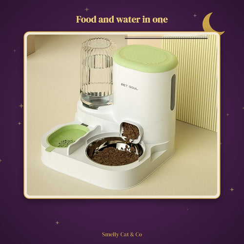 2-in-1 cat feeder and gravity water dispenser