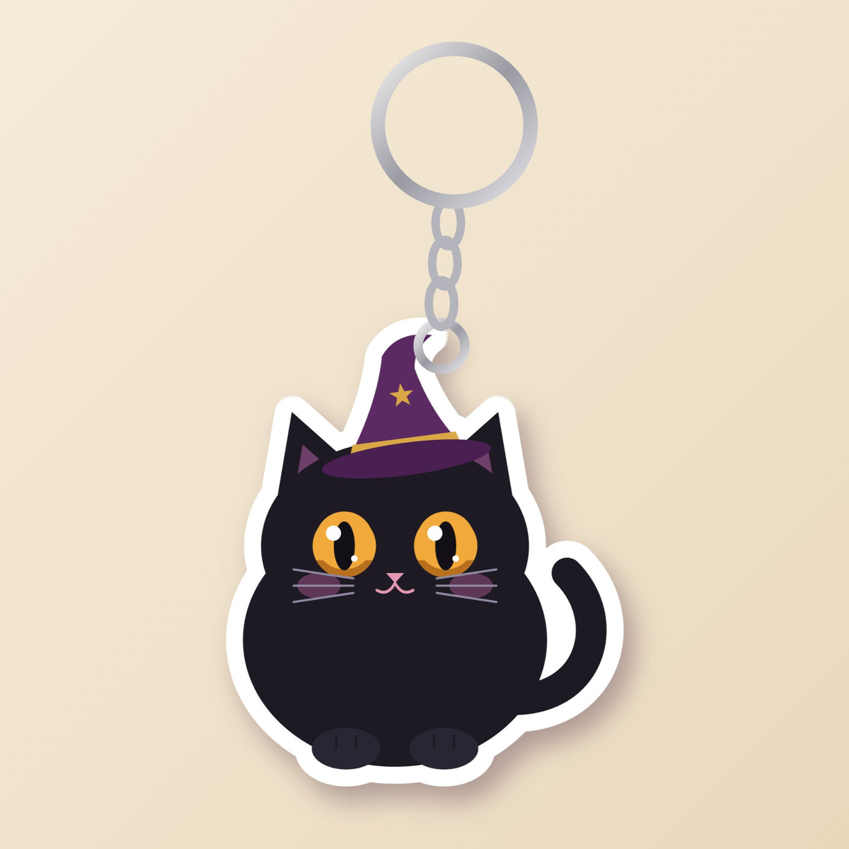 Hex acrylic keyring on a metal key ring (illustration)